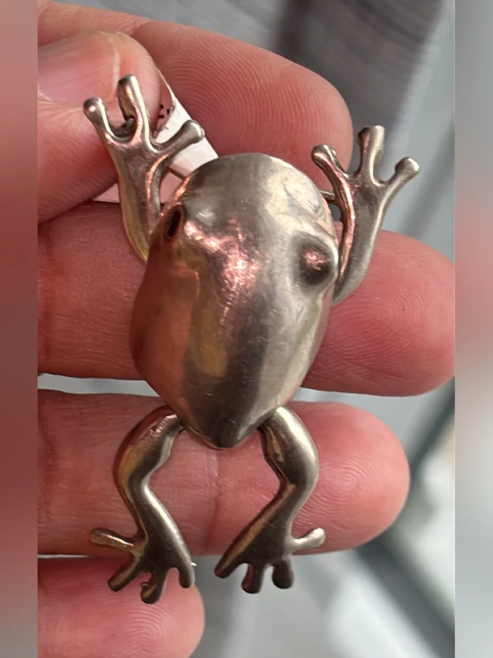 Vintage Sterling Silver Frog Brooch